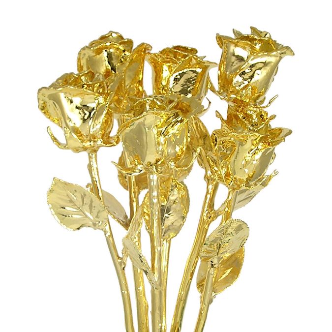 Six 11" 24kt Dipped Real Rose Bouquet