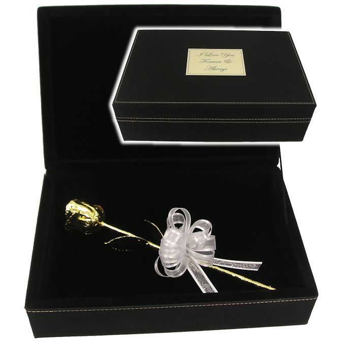 11" 24k Gold Dipped Rose in Personalized Leatherette Case