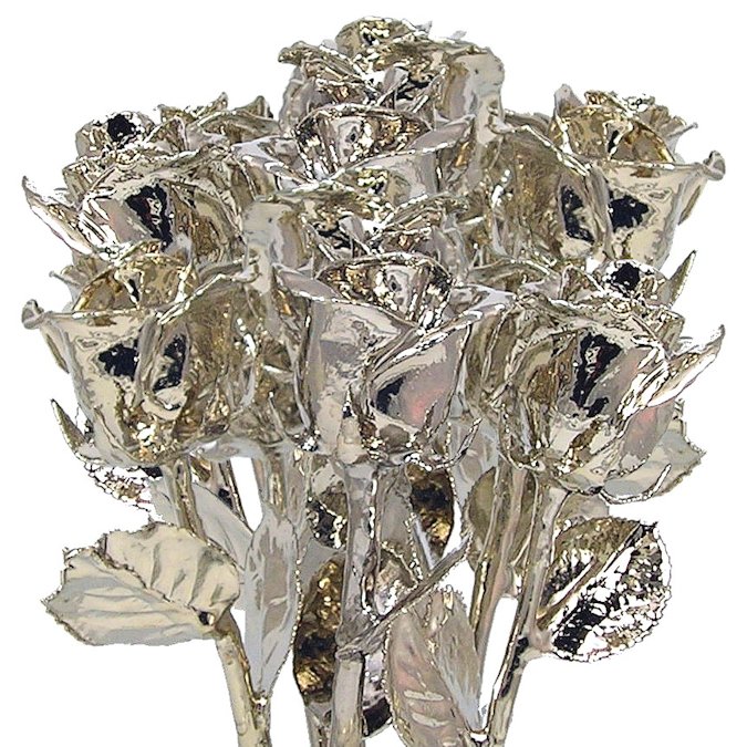 Platinum Dipped Roses: 1 Dozen 11" Rose Bouquet