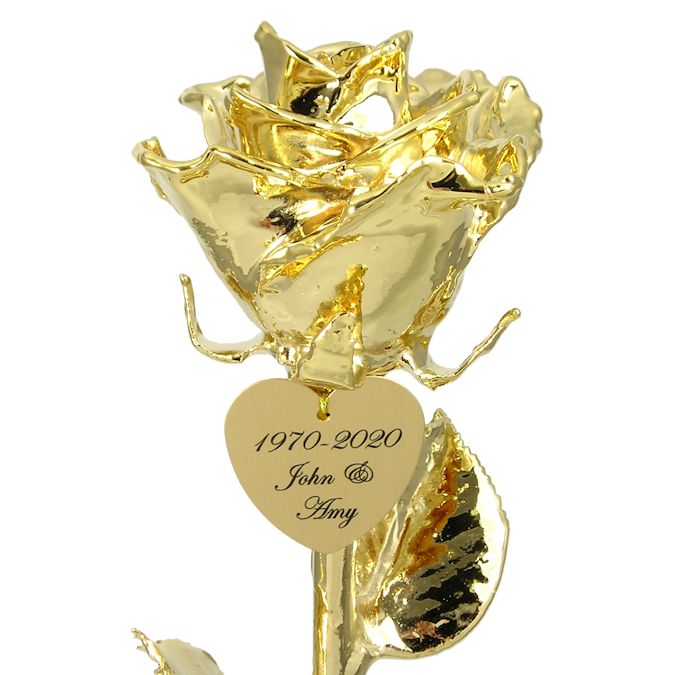17" Personalized 24k Gold Dipped Rose