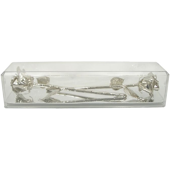 20th Anniversary Gift: 2 Platinum Roses in Museum Case