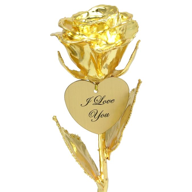 8" Fully Dipped Rose and Personalized Heart