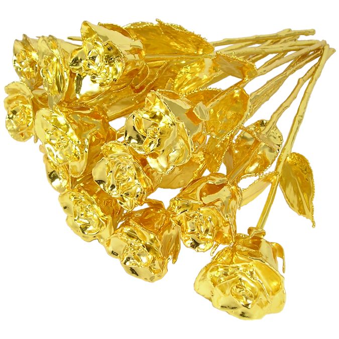 14" Gold Dipped Roses: 12 Rose Bouquet