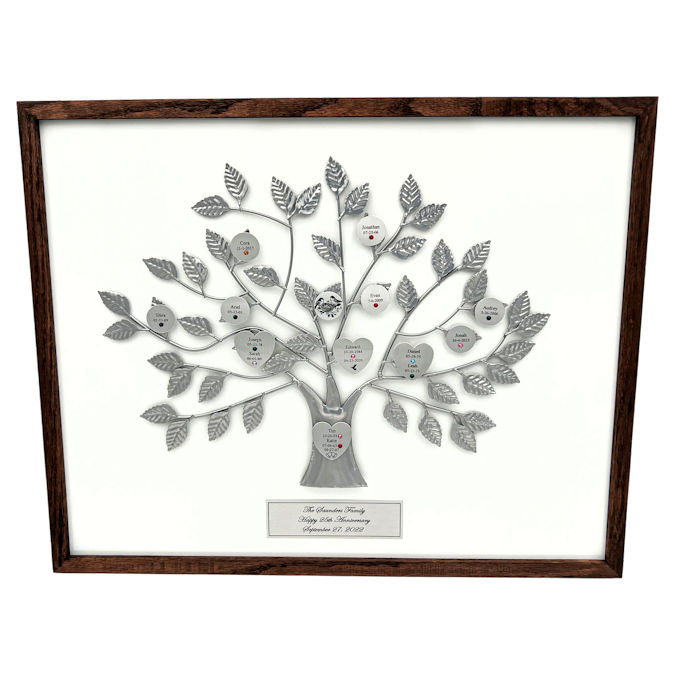 Silver 25th Anniversary Personalized Family Tree Frame