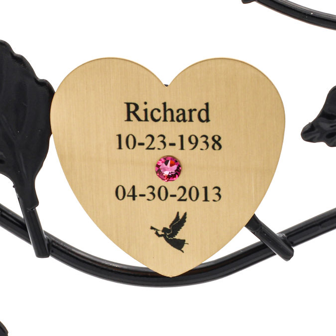 Angel and Death Date Engraved Family Tree Gold Heart