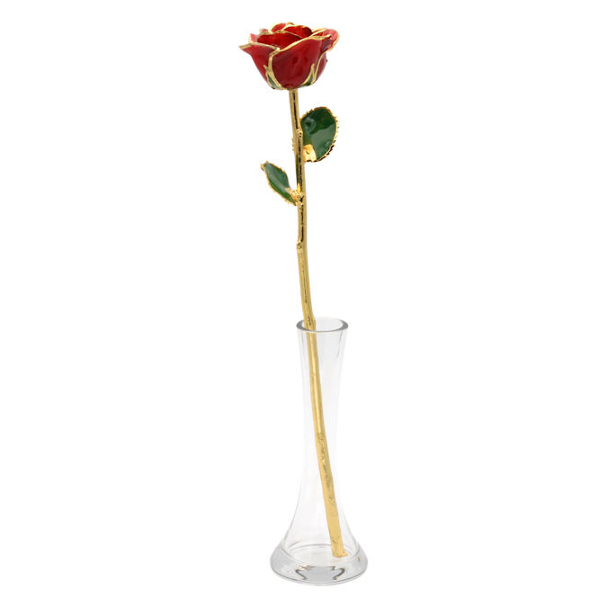 17" 24k Gold Trimmed Rose in Eiffel Tower Vase