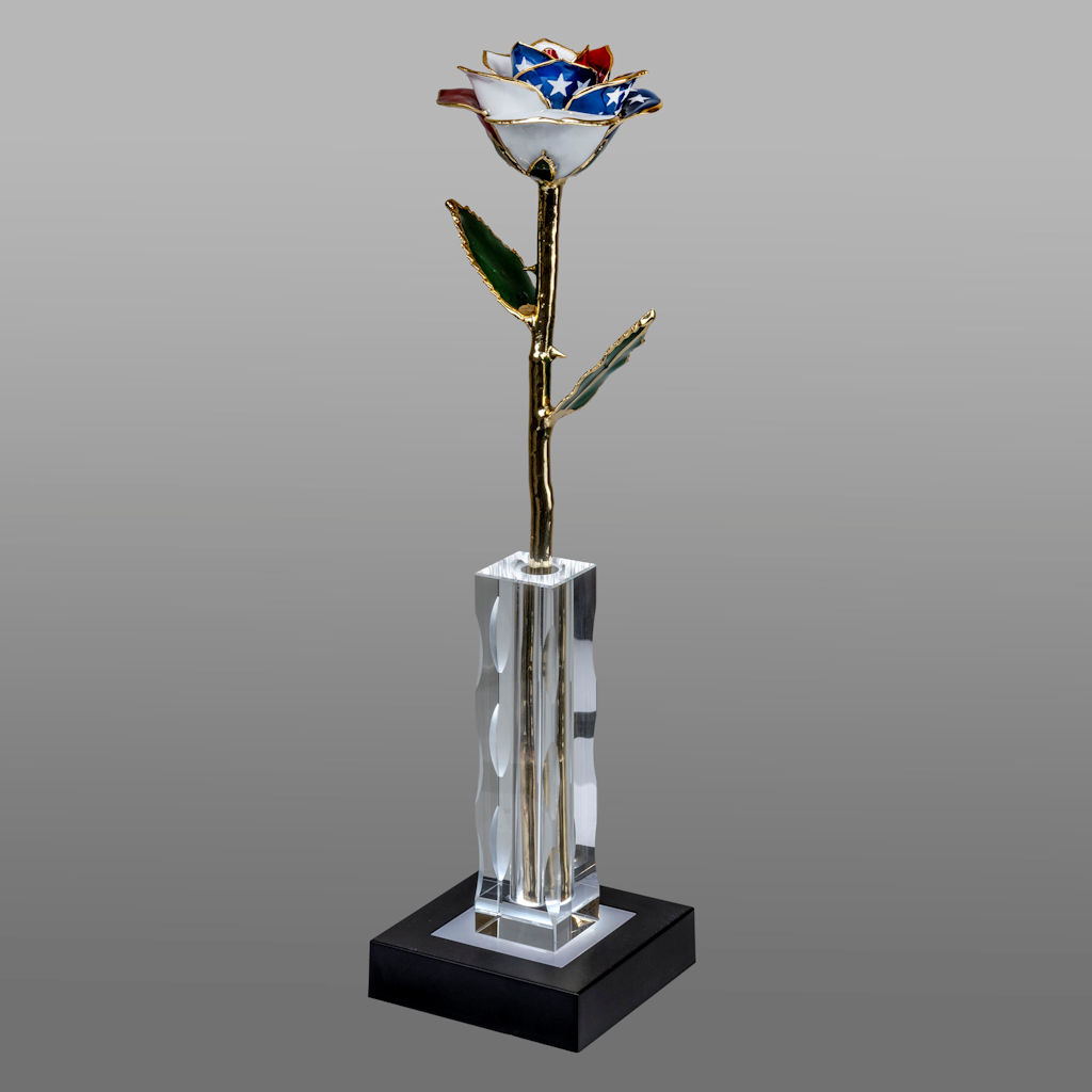 Illuminated 24k Gold American Liberty Rose in 5" Vase