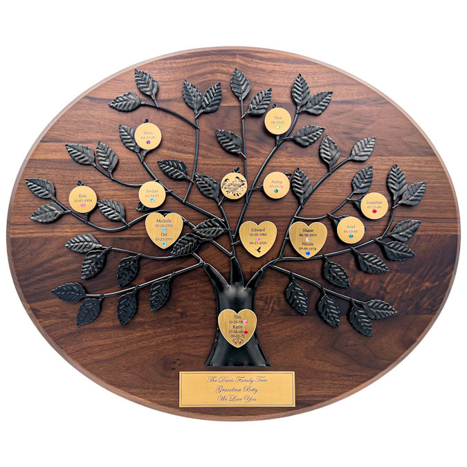 Personalized Anniversary Family Tree: Oval Plaque with Black Tree