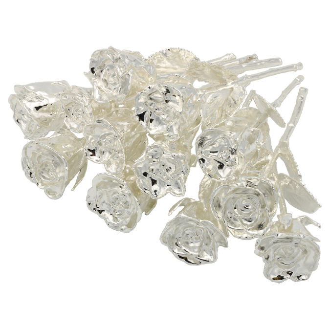 Silver Dipped Roses: 1 Dozen 8" Rose Bouquet
