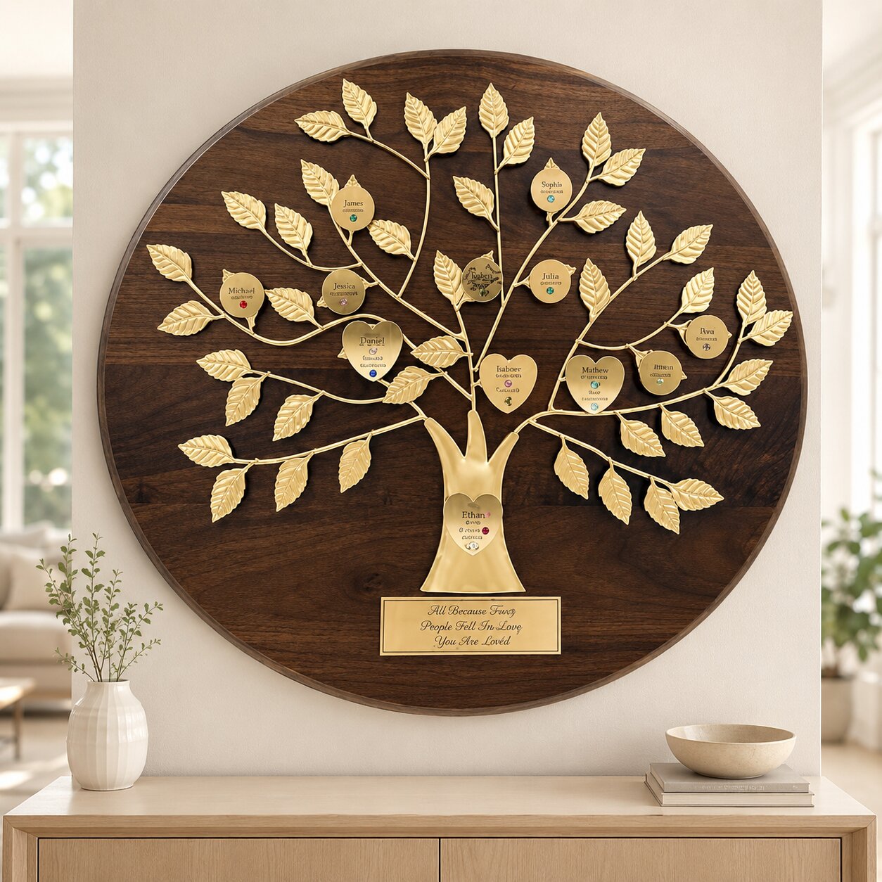 Engraved 50th Anniversary Gift Gold Family Tree Plaque