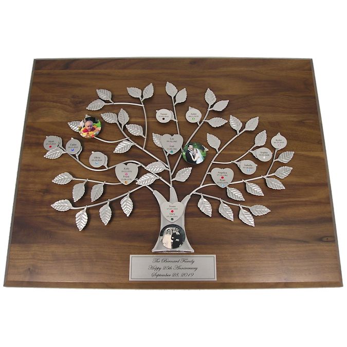 Personalized Silver Family Tree 25th Anniversary Plaque
