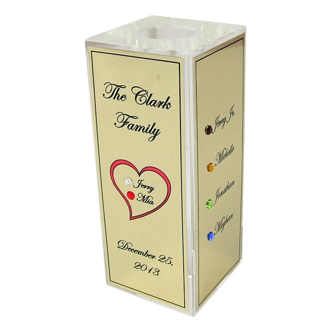 Personalized Family Crystal Bud Vase with Birthstones
